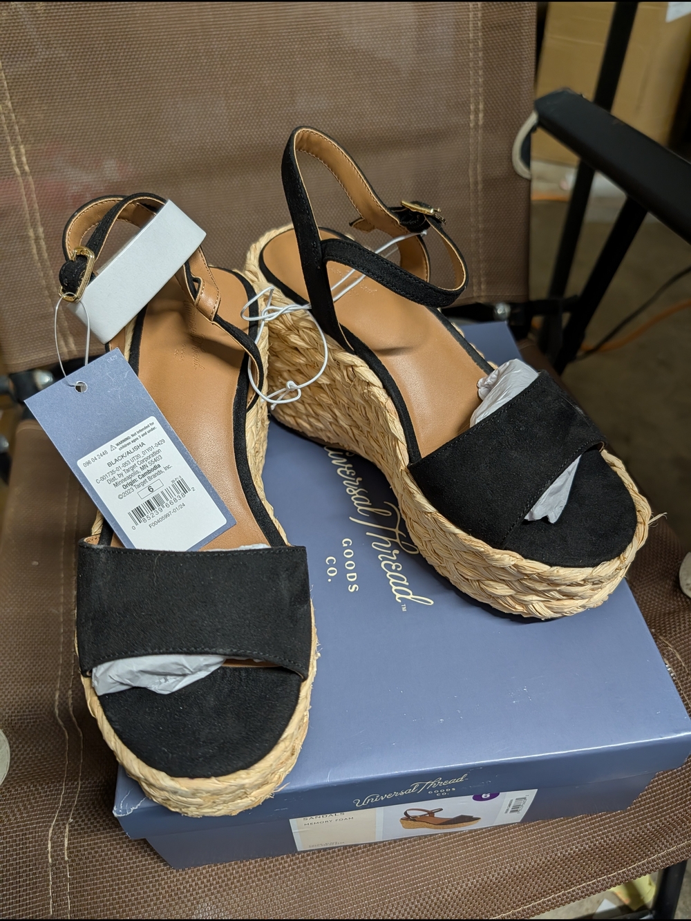 Women's Black Espadrille Wedge Sandals with Ankle Strap for Target NWT - Picture 3 of 3
